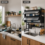 Over Sink Dish Drying Rack, Carbon Steel Kitchen Organizer - Image 5