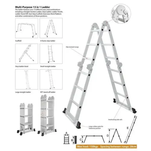 MULTIPURPOSE LADDER, CONSTRUCTION OR HOME USE, 2OFT TALL LADDER, 4X5 SIZE