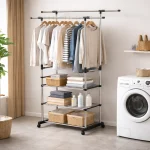 DOUBLE POLE CLOTH RACK | ADJUSTABLE CLOTHES HANGING & DRYING RACK