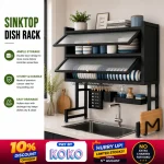 Over Sink Dish Drying Rack, Carbon Steel Kitchen Organizer