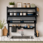 Over Sink Dish Drying Rack, Carbon Steel Kitchen Organizer - Image 8