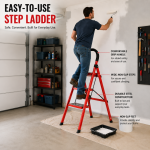 3 LAYER MULTIFUNCTIONAL LADDER, WITH SAFETY GUARD HANDLE, NON SLIP FOOT PAD STEP LADDER - Image 3