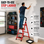 4 LAYER MULTIFUNCTIONAL LADDER, WITH SAFETY GUARD HANDLE, NON SLIP FOOT PAD STEP LADDER - Image 3