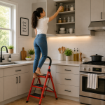 3 LAYER MULTIFUNCTIONAL LADDER, WITH SAFETY GUARD HANDLE, NON SLIP FOOT PAD STEP LADDER - Image 7