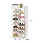 13 TIER WHITE WOOD SHOE RACK, WITH SINGLE TOP DRAWER, HOME ENTRYWAY DECOR ORGANIZER