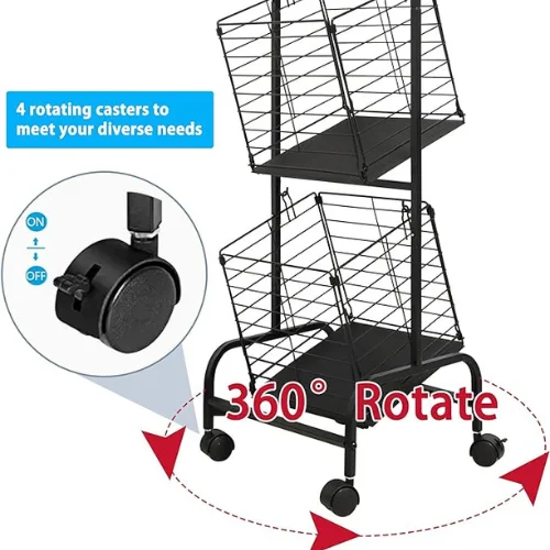 3 TIER STYLISH UTILITY CART, VEGETABLE AND FRUIT STORGAE CART, REMOVABLE TRAY AND BASKET STORAGE