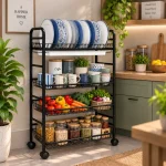 Floor Standing Multi-Tier Dish Rack with Wheels & Drain Tray - Image 5