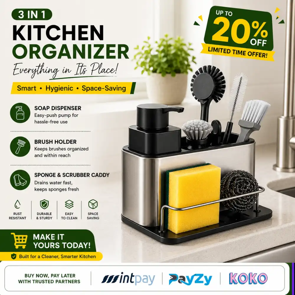 Kitchen-Sink-Organizer-Sri-Lanka- LIQUID PRESS SPONGE HOLDER, KITCHEN SINK ORGANIZER, LIQUID REFILL SPONGE HOLDER - Image 1