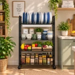 Floor Standing Multi-Tier Dish Rack with Wheels & Drain Tray - Image 6