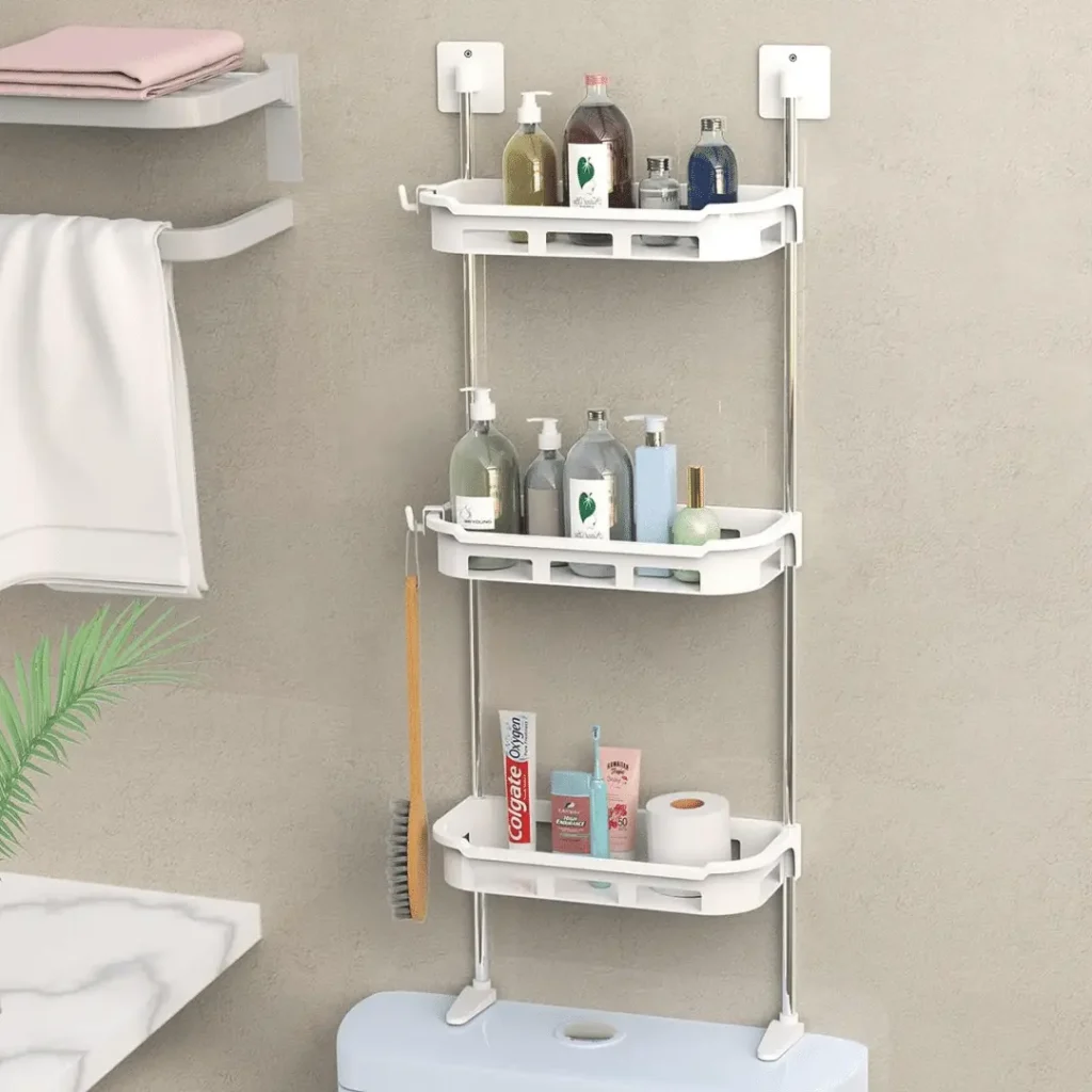 3 TIER TOILET TANK TOP CADDY, WALL MOUNTED ORGANIZER, BATHROOM ORAGNIZER