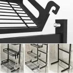 3 TIER KITCHEN COUNTERTOP SPICE RACK, WITH UTENSIL AND CUTTING BOARD HOLDER, CARBON COATED STEEL SPICE ORGANIZER