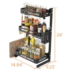3 TIER KITCHEN COUNTERTOP SPICE RACK, WITH UTENSIL AND CUTTING BOARD HOLDER, CARBON COATED STEEL SPICE ORGANIZER (5)