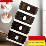 4 TIER PLASTIC STORAGE BOX, WITH 2 PULL OUT DOOR AND MAGNETIC LOCK, FOLDABLE PLASTIC STORAGE BOX, HOME ORGANIZER, 45 CM LENGTH