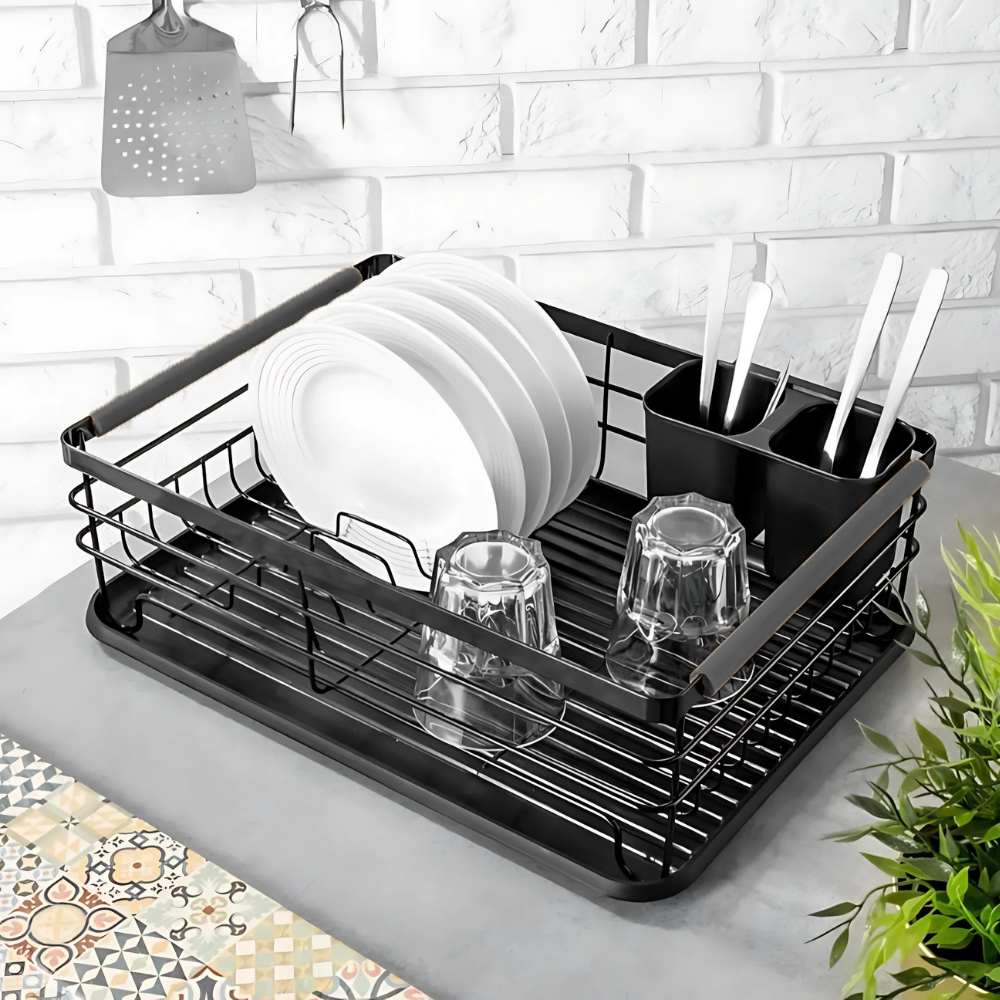 Modern Dish Drying Rack with Chopstick Spoon Holder – Stylish - Main Image