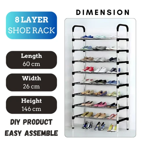 Shoe Rack, Premium Stainless Steel Shoe Rack, 8-Layer Shoe Organizer, Large Capacity Shoe Storage, Multi-Tier Shoe Rack, Durable Metal Shoe Stand, Space-Saving Shoe Shelf, Sturdy Shoe Organizer, Modern Shoe Storage Solution, High-Quality Shoe Rack, Entryway Shoe Stand, Closet Shoe Organizer, Shoe Storage Rack in UAE, Stainless Steel Shoe Shelf, Affordable Shoe Rack, Rackstore.ae Shoe Organizer, Heavy-Duty Shoe Rack, Stylish Shoe Storage.