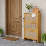 BAMBOO SHOE CABINET WITH 3 FLIP PANELS - SHOE RACK