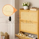 BAMBOO SHOE CABINET WITH 3 FLIP PANELS - SHOE RACK - Image 6