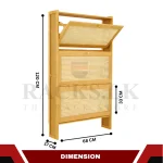 BAMBOO SHOE RACK WITH FLIP DOORS - 3 TIER SHOE STORAGE CABINET FOR HOME AND OFFICE - Image 2