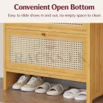 BAMBOO SHOE RACK WITH FLIP DOORS - 3 TIER SHOE STORAGE CABINET FOR HOME AND OFFICE - Image 5