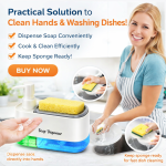 KITCHEN SPONGE HOLDER AND SOAP DISPENSER, 2 IN 1 MULTIFUNCTIONAL SPONGE HOLDER, AND LIQUID DISPENSER -1PIECE