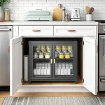 2 TIER CARBON STEEL DISH STORAGE ORGANIZER, MULTIFUNCTION KITCHEN RACK, WITH 2 PULL OUT DOORS AND 3 ACESSIBLE WATER DRAIN TRAY - Image 5