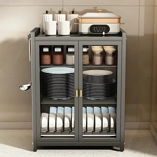 3 tier kitchen rack in Sri Lanka, carbon steel dish rack in Sri Lanka, kitchen storage organizer with pull out doors, multifunction kitchen rack in Sri Lanka, water drain dish drying rack, durable kitchen shelf with trays, kitchen rack with door and tray, kitchen dish organizer in Colombo, modern kitchen rack Sri Lanka, stainless steel kitchen shelf with trays