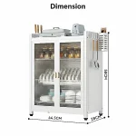 3 TIER CARBON STEEL DISH STORAGE ORGANIZER, MULTIFUNCTION KITCHEN STORAGE, WITH 2 PULL OUT DOORS AND 2 ACESSIBLE WATER DRAIN TRAY - Image 3