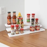 3 TIER EXPANDABLE SPICE RACK, COUNTERTOP SHOW CASE SPICE BOTTLE ORGANIZER