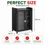 3 TIER CARBON STEEL DISH STORAGE ORGANIZER, MULTIFUNCTION KITCHEN RACK, WITH 2 PULL OUT DOORS AND 2 ACESSIBLE WATER DRAIN TRAY - Image 2