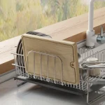 304 STAINLESS STEEL DISH RACK, HEAVY DUTY DISH RACK WITH GLASS HOLDER AND UTENSIL HOLDER, INCLUDE WITH BOTTOM WATER DRAIN TRAY
