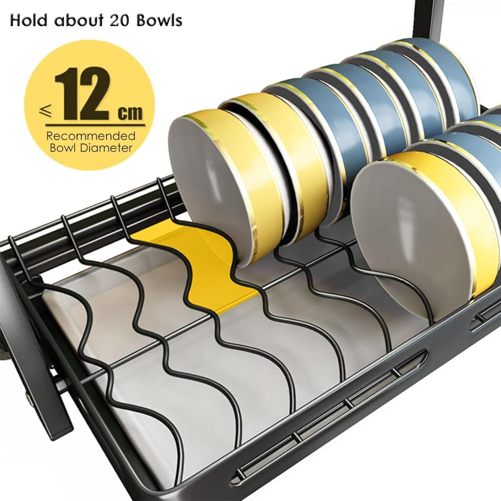 2 TIER FOLDABLE STYLISH DISH RACK, DURABLE DISH DRAINER RACK, WITH ...