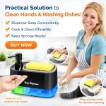 KITCHEN SPONGE HOLDER AND SOAP DISPENSER, 2 IN 1 MULTIFUNCTIONAL SPONGE HOLDER, AND LIQUID DISPENSER -1PIECE