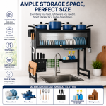 65 CM SINK TOP DISH RACK WITH DUST PROOF CABINET DOOR, MULTIFUNCTIONAL DISH DRAINER FOR KITCHEN - Image 3