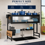 85CM/95CM/105CM SINK TOP DISH RACK WITH DUST PROOF CABINET DOOR, MULTIFUNCTIONAL DISH DRAINER FOR KITCHEN - Image 4