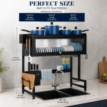 85CM/95CM/105CM SINK TOP DISH RACK WITH DUST PROOF CABINET DOOR, MULTIFUNCTIONAL DISH DRAINER FOR KITCHEN - Image 6