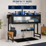 85CM/95CM/105CM SINK TOP DISH RACK WITH DUST PROOF CABINET DOOR, MULTIFUNCTIONAL DISH DRAINER FOR KITCHEN - Image 5