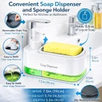 KITCHEN SPONGE HOLDER AND SOAP DISPENSER, 2 IN 1 MULTIFUNCTIONAL SPONGE HOLDER, AND LIQUID DISPENSER -1PIECE - Image 9