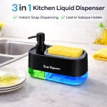 KITCHEN SPONGE HOLDER AND SOAP DISPENSER, 2 IN 1 MULTIFUNCTIONAL SPONGE HOLDER, AND LIQUID DISPENSER -1PIECE - Image 3
