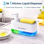 KITCHEN SPONGE HOLDER AND SOAP DISPENSER, 2 IN 1 MULTIFUNCTIONAL SPONGE HOLDER, AND LIQUID DISPENSER -1PIECE - Image 10