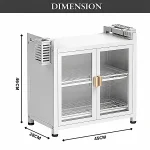 2 TIER CARBON STEEL DISH STORAGE ORGANIZER, MULTIFUNCTION KITCHEN RACK, WITH 2 PULL OUT DOORS AND 3 ACESSIBLE WATER DRAIN TRAY - Image 2
