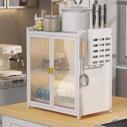 2 tier kitchen rack in Sri Lanka, carbon steel dish organizer in Sri Lanka, kitchen rack with pull out doors, multifunction kitchen storage rack, dish drying rack with 2 drain trays, black kitchen shelf in Sri Lanka, durable dish organizer in Colombo, compact kitchen organizer Sri Lanka, stainless steel kitchen rack, kitchen storage rack with doors and trays