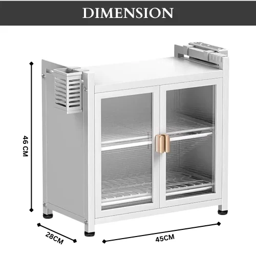 2 tier kitchen rack in Sri Lanka, carbon steel dish organizer in Sri Lanka, kitchen rack with pull out doors, multifunction kitchen storage rack, dish drying rack with 2 drain trays, black kitchen shelf in Sri Lanka, durable dish organizer in Colombo, compact kitchen organizer Sri Lanka, stainless steel kitchen rack, kitchen storage rack with doors and trays