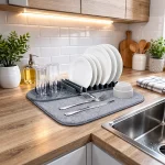 DISH DRYING MAT, PLATE ORAGNIZER MAT , MICOFIBRE WATER ABSORBBLE DRYING MAT - Image 10