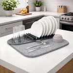 DISH DRYING MAT, PLATE ORAGNIZER MAT , MICOFIBRE WATER ABSORBBLE DRYING MAT - Image 9