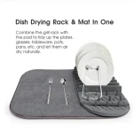 DISH DRYING MAT, PLATE ORAGNIZER MAT WITH EXTRA DRYING MAT, MICOFIBRE WATER ABSORBBLE DRYING MAT