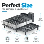 Large Stainless Steel Dish Rack Drainer with 360° Auto-Drain Spout - Image 2