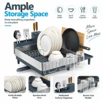Large Stainless Steel Dish Rack Drainer with 360° Auto-Drain Spout - Image 7