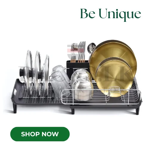 EXPANDABLE DISH DRYING RACK, STAINLESS STEEL SINGLE STORAGE DISH RACK SET, WITH UTENSIL HOLDER AND DRAIN TRAY