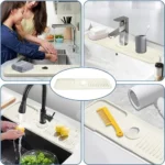 KITCHEN SINK SPLASH GUARD, SILICONE FAUCET HANDLE DRIP CATCHER TRAY, SINK PROTECTORS MAT FOR KITCHEN AND BATHROOM ACCESSORIES