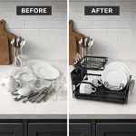 ALUMINUM DISH DRYING RACK, DISH RACK WITH, UTENSILS, MUG HOLDER, AND WATER DRAIN TRAY - Image 5